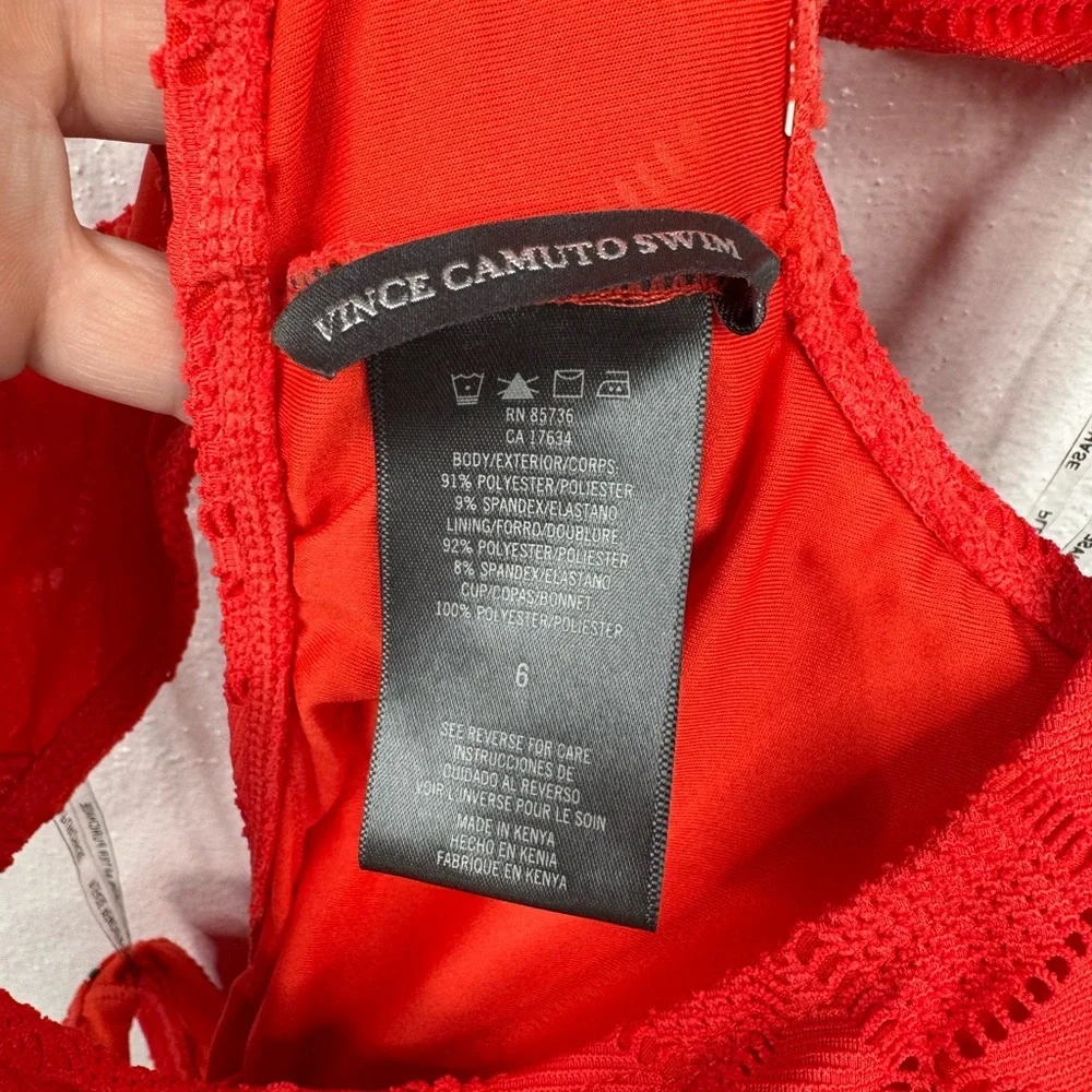 Vince Camuto One Piece Swimsuit Womens Size 6 Red Orange One-Shoulder Cutout - Picture 9 of 14
